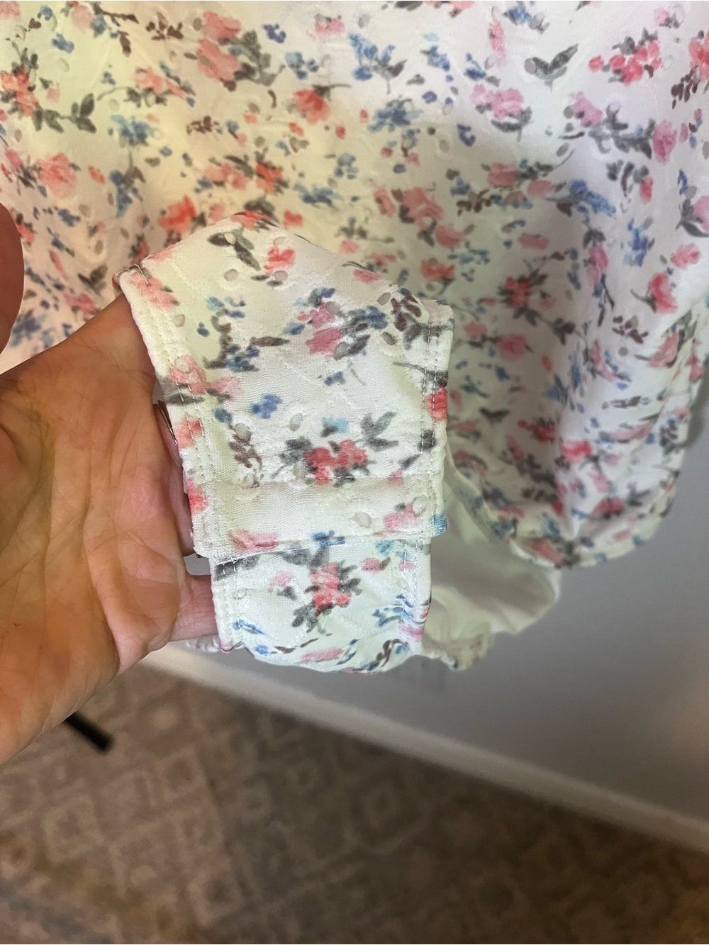 Floral Feminine Squareneck Fitted Bodysuit Size L - Picture 6 of 8